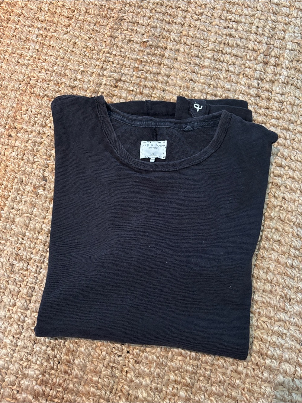 rag & bone Black Long Sleeve Crewneck Tee